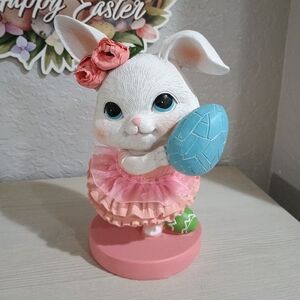 Easter Bunny Rabbit Ballerina Dancer Pink Tutu Eggs Flowers